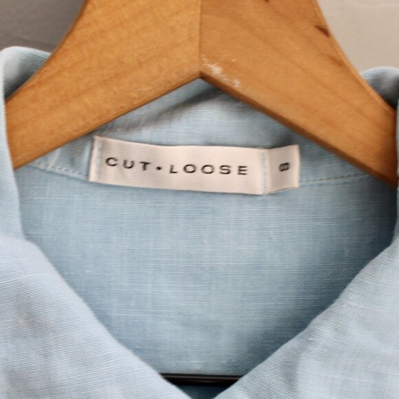 Cut Loose VTG Y2K Light Blue Linen Long Sleeve Button-Up Shirt Size 8 / Medium - Picture 3 of 7